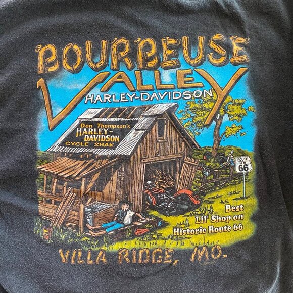 Vintage Harley Davidson Long Sleeve Tee Bourbeuse Valley Ridge Mo. Rt 66 Mens XL - Picture 7 of 10